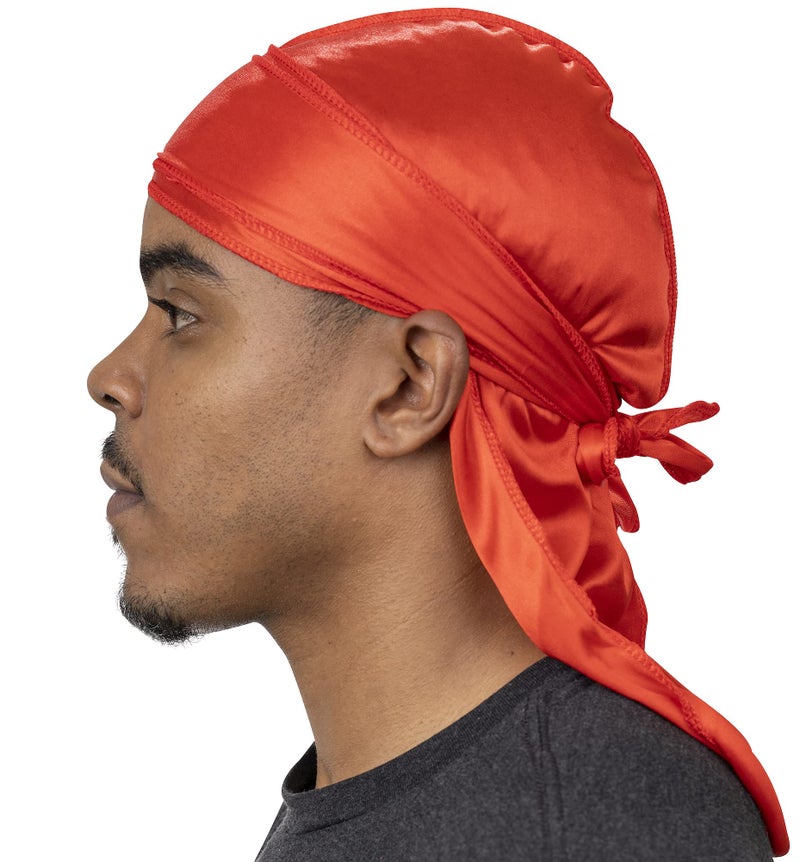 Veeta Superior Silk Durag - Smooth Silk Durag for Men & Women, Long Double Wide Straps, Outside Seam Triple Stitch Du Rag (Candy Red) - Image 1