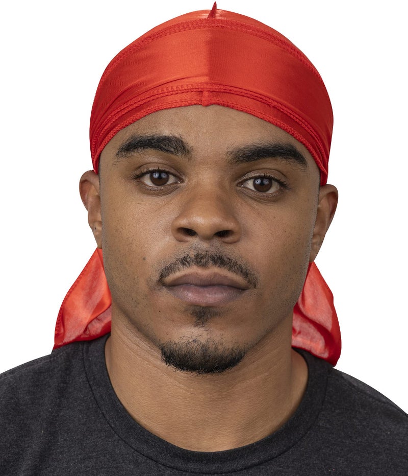 Veeta Superior Silk Durag - Smooth Silk Durag for Men & Women, Long Double Wide Straps, Outside Seam Triple Stitch Du Rag (Candy Red) - Image 4