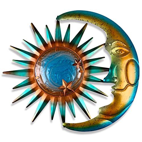 LIFFY Sun Metal Outdoor Wall Decor - 3D Sun Moon Metal Wall Sculpture - Hanging Decoration Gift Ideal for Celestial Decor Home Accent, Bedroom, Garden, Patio, Farmhouse - Lively and Vibrant - Image 1