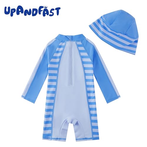 upandfast Baby/Toddler Swimsuit UPF 50+ Sun Protection One Piece Zipper Bathing Suit with Sun Hat Infant Beach Swimwear (Dinosaur 2,6-9 Months) - Image 2