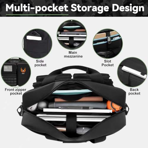 BYIECLD Tactical Laptop Bag for Men, 14 Inch & 18 Inch Military Messenger Bag, 900D Nylon Water Resistant Computer Bag with Luggage Strap, Multipurpose Work Bag for Travel, Business, Campus - Image 5