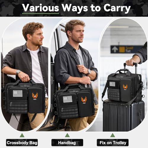 BYIECLD Tactical Laptop Bag for Men, 14 Inch & 18 Inch Military Messenger Bag, 900D Nylon Water Resistant Computer Bag with Luggage Strap, Multipurpose Work Bag for Travel, Business, Campus - Image 4