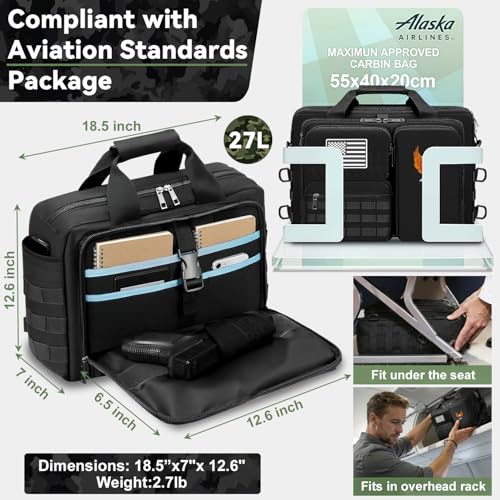 BYIECLD Tactical Laptop Bag for Men, 14 Inch & 18 Inch Military Messenger Bag, 900D Nylon Water Resistant Computer Bag with Luggage Strap, Multipurpose Work Bag for Travel, Business, Campus - Image 2