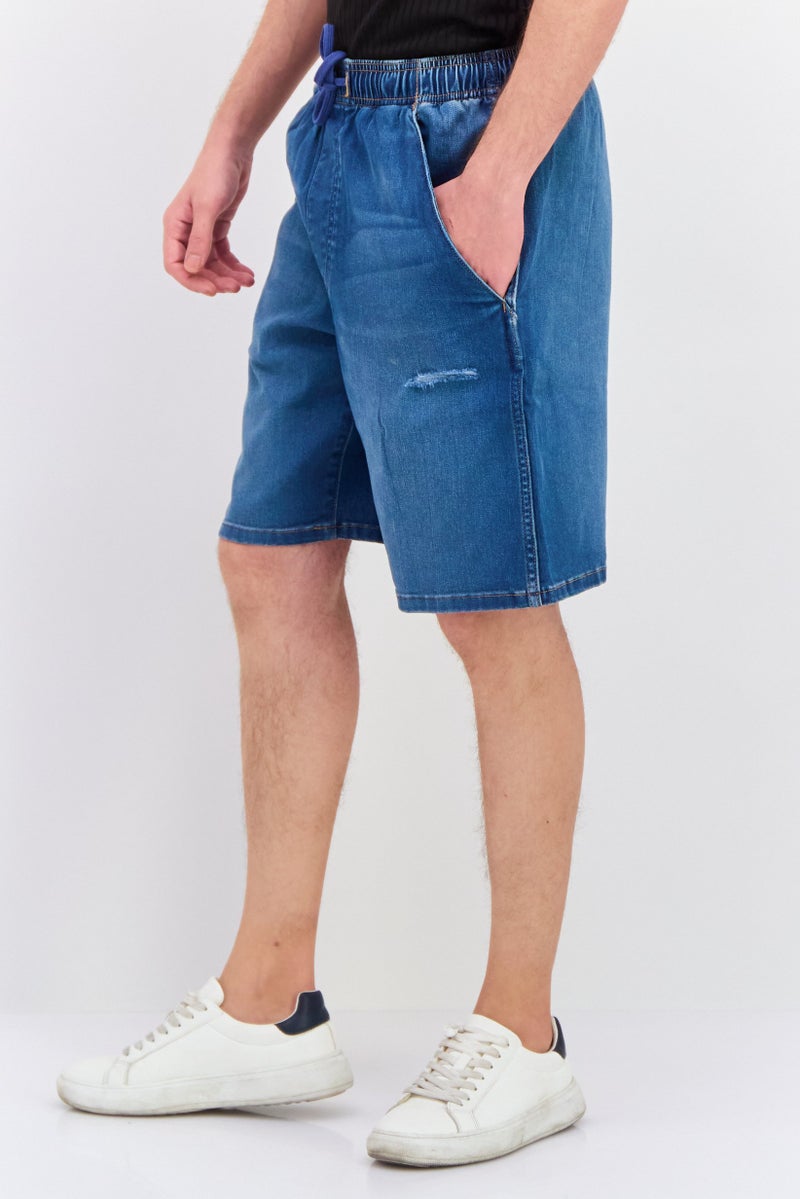 Wrangler Men Washed Denim Bermuda Shorts, Blue  - Image 2