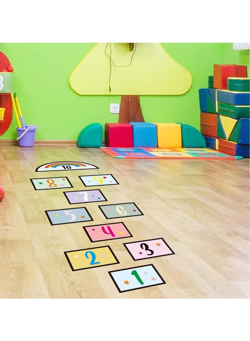 OMEVE 10 Number DIY Hopscotch Game Wall Stickers Floor Decals Wall Decals Set Colorful Rainbow Floor Decals for Baby Kids Room Nursery Classroom Play Room - Image 3