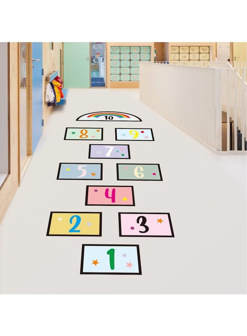 OMEVE 10 Number DIY Hopscotch Game Wall Stickers Floor Decals Wall Decals Set Colorful Rainbow Floor Decals for Baby Kids Room Nursery Classroom Play Room - Image 4