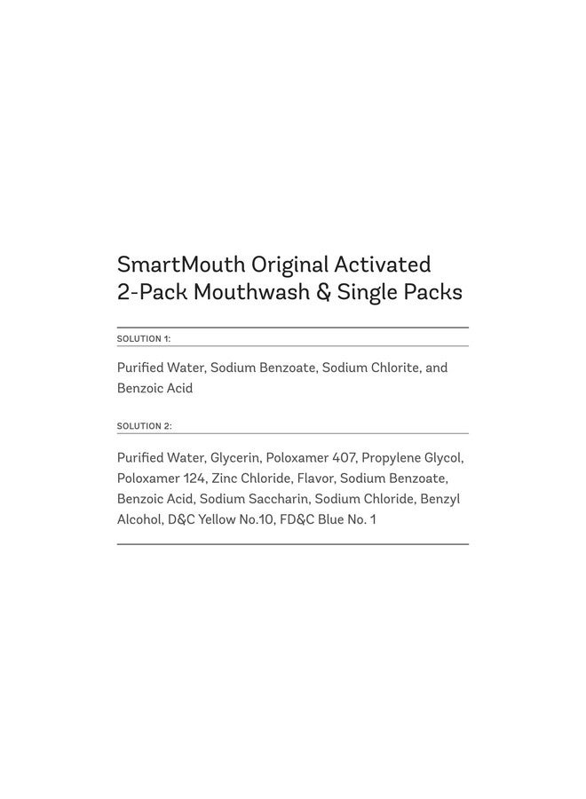 SmartMouth Original Activated 24Hr Fresh Breath Rinse 2Pack And Single Travel Packs Fresh Mint - Image 2