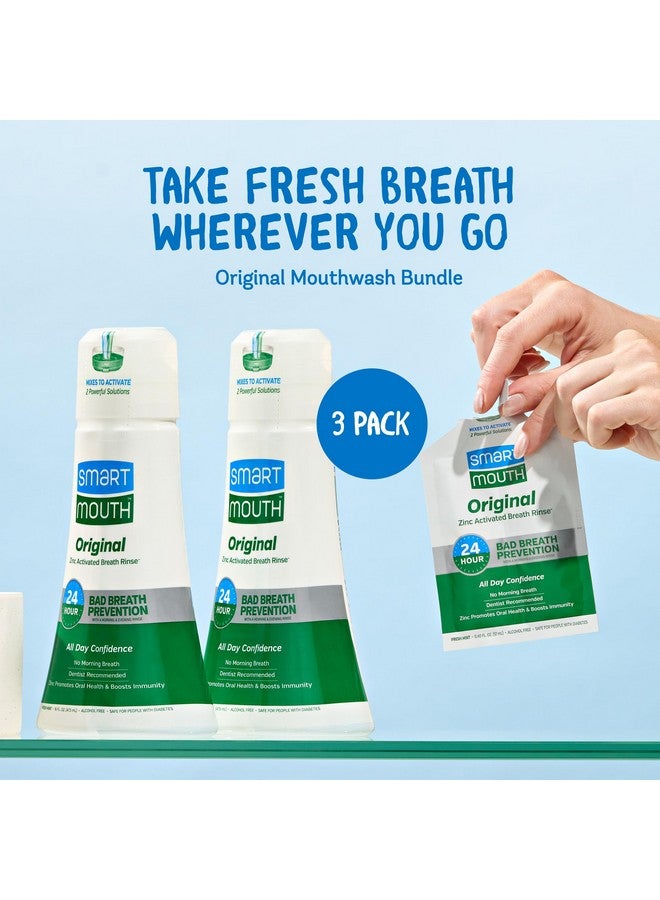 SmartMouth Original Activated 24Hr Fresh Breath Rinse 2Pack And Single Travel Packs Fresh Mint - Image 3