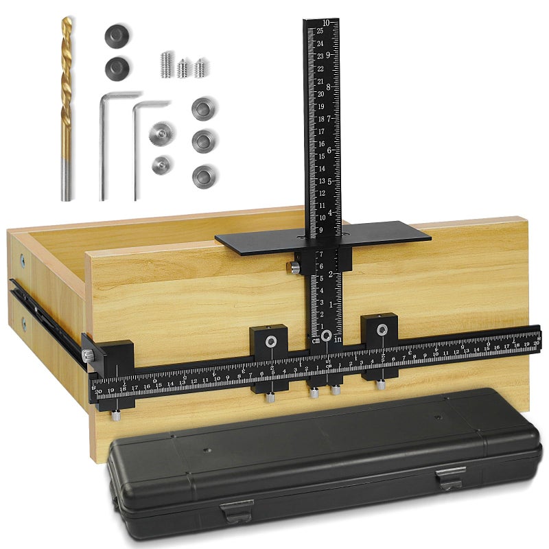 Vicrays Cabinet Hardware Handle Jig - Aluminum Alloy Cabinet Template Tool Woodworking Drilling Hole Doweling Guide Punch Locator for Installation Handles Knob on Drawer Door Pulls - Image 1