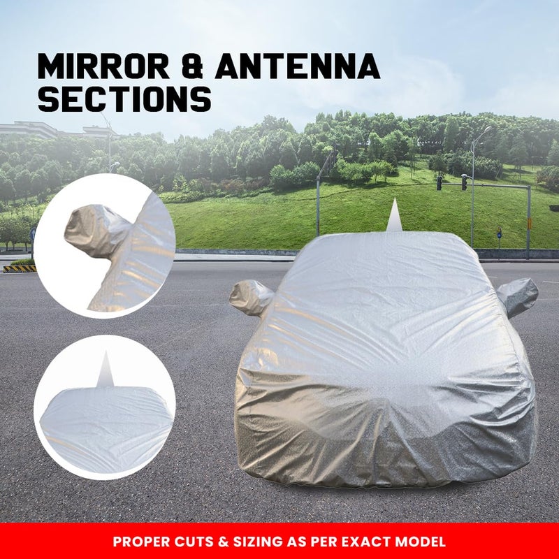 Autofact Grand I10 Waterproof Car Cover with Mirror & Antenna Pockets, Shinning Silver Design, Non Woven Fabric,Triple Stitched, Compatible with Hyundai Grand I10 Car Cover (2013 to 2019), Car Accessories - Image 4