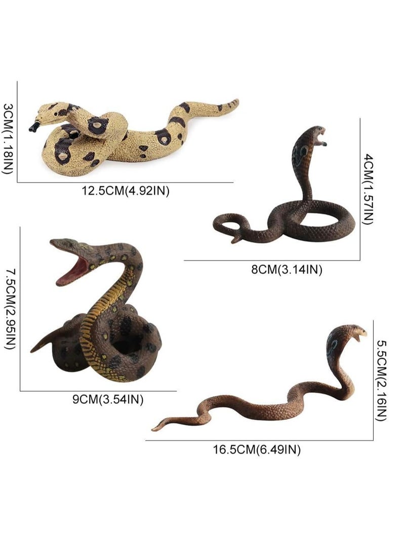 Excefore Realistic Wild Life, 4Pcs Action Model Lifelike Snake Toy Figurines Prank Props Stress Relif Toys Educational Toys Birthday Gift for Kids  - Image 5