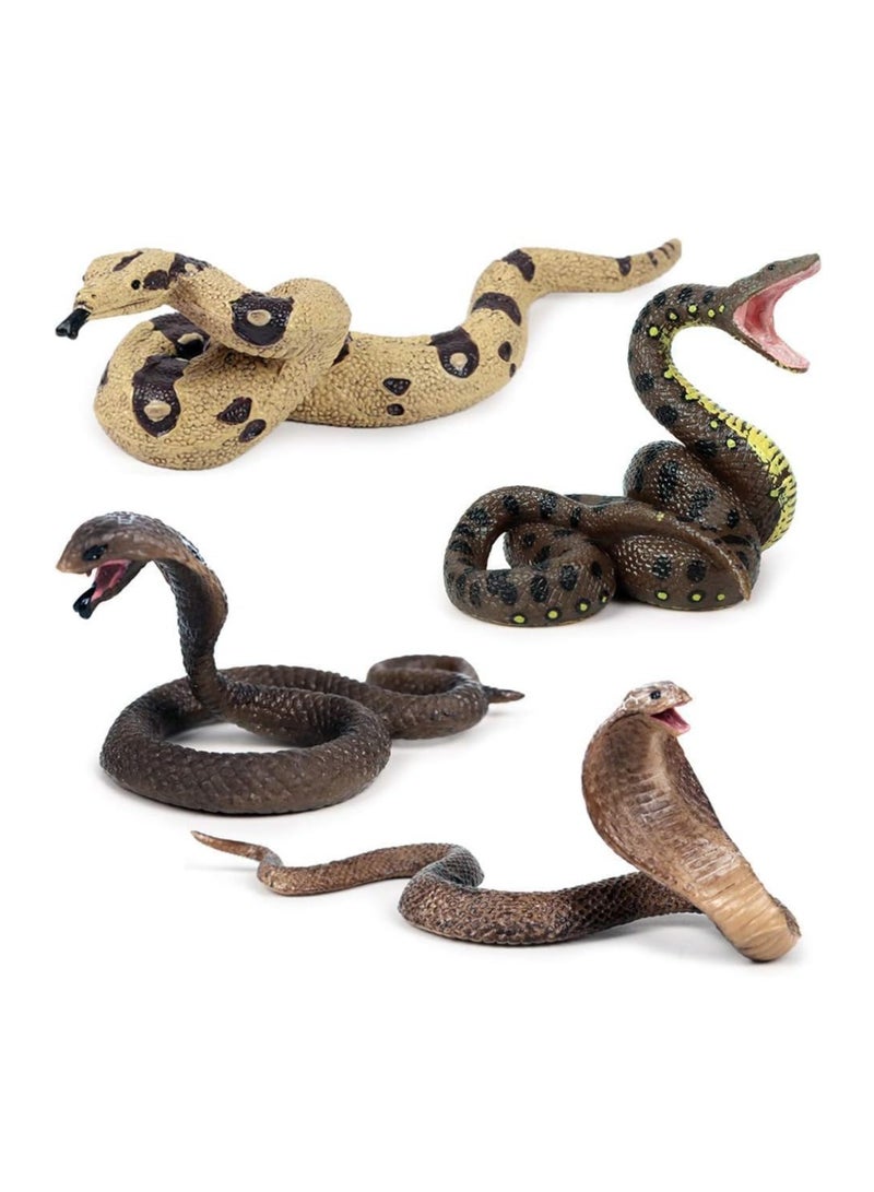Excefore Realistic Wild Life, 4Pcs Action Model Lifelike Snake Toy Figurines Prank Props Stress Relif Toys Educational Toys Birthday Gift for Kids  - Image 1