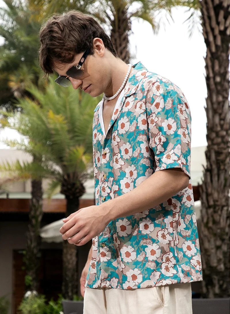 CAHOOT  Men's Multicolour Flora-Block Oversized Shirt for Men | Best Price UAE