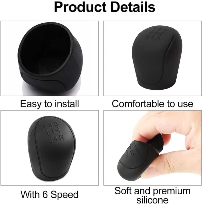 Manual Gear Shift Knob Cover: Black Textured PU Leather - Non-Slip Grip Perfect Fit for 2016-2022 Ford Ranger Manual Transmission Truck Interior Accessory - Image 2