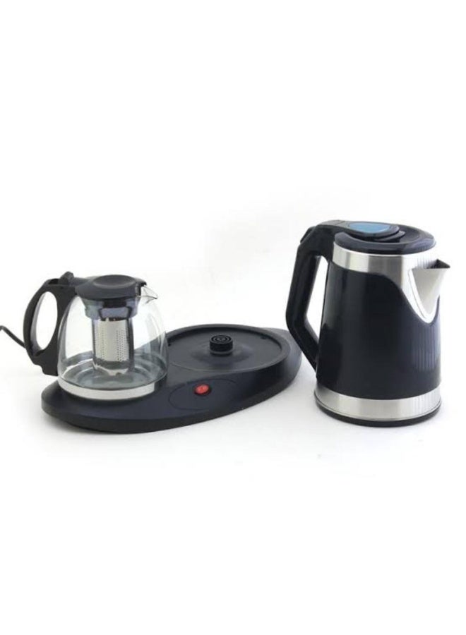 Tradeo Electric Tea Maker Set with Stainless Steel Kettle & Glass Teapot, Dual Pot Tea Brewing Tray - Image 1