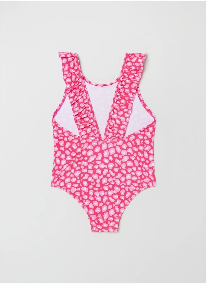 او في اس OVS One-Piece Swimsuit With Animal Print Pattern