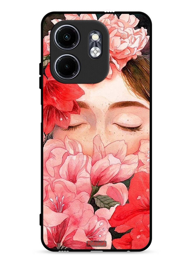 Tolwak Infinix Hot 50i 4G Protective Case Cover Girl Face Hide In Flowers Art - Image 1