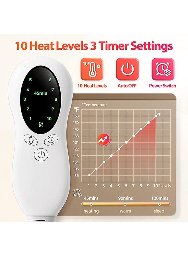 WINEENEE Heating Pad Electric for Pain Relief of Back Abdomen Legs Neck and Shoulder 10 Electric Temperature Options 4 Timer Settings Auto Shut Off Machine Washable 16 x 24 inches Heated Pad  - Image 5