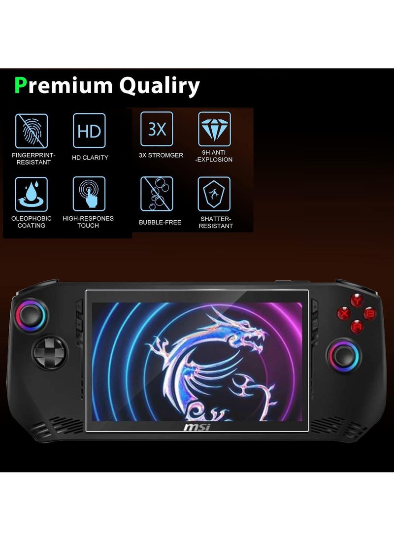 2-piece screen protector compatible with MSI Claw A1M 7 Handheld Game Scratch 9H hardness Fingerprint/tempered glass for MSI Claw Portal Handheld Game