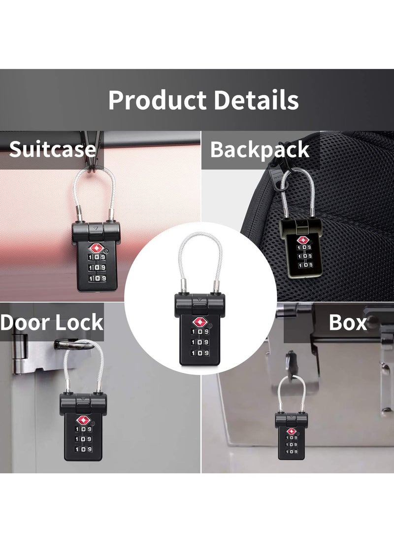 Suntown 2 Pcs TSA Luggage Locks, 3 Digit Combination Padlock for Suitcase Zipper, TSA Luggage Password Lock for Travel Suitcases Luggage Bag Case (Black) - Image 4