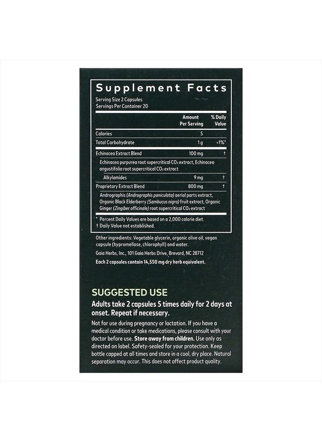 Gaia Herbs Quick Defense - Fast-Acting Immune Support Supplement for Use at Onset of Symptoms - with Echinacea, Black Elderberry, Ginger & Andrographis - 40 Vegan Liquid Phyto-Capsules (4-Day Supply)  - Image 2