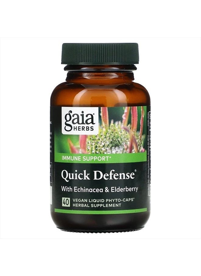 Gaia Herbs Quick Defense - Fast-Acting Immune Support Supplement for Use at Onset of Symptoms - with Echinacea, Black Elderberry, Ginger & Andrographis - 40 Vegan Liquid Phyto-Capsules (4-Day Supply)  - Image 3