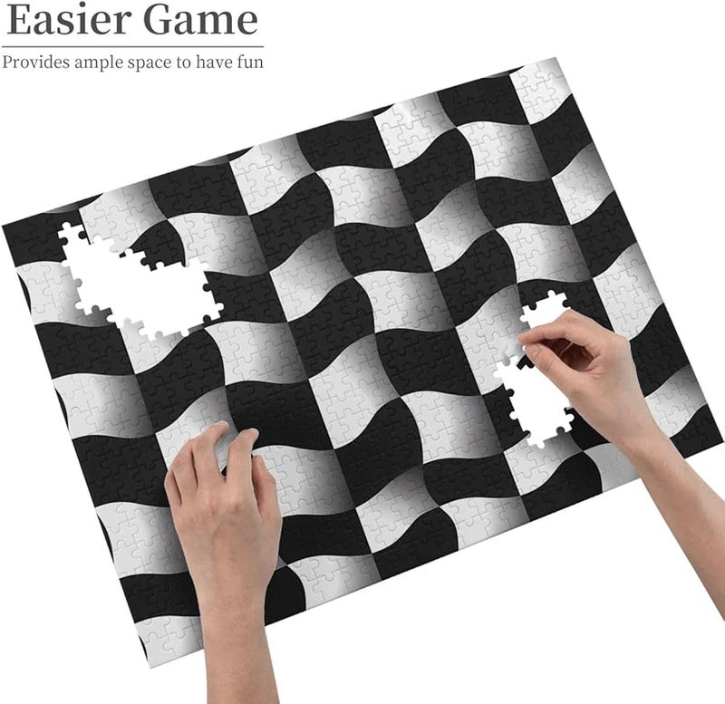 Phayah Black White Wave Mosaic Jigsaw Puzzle 500 Pieces Adults Home Decor Gift - Image 4