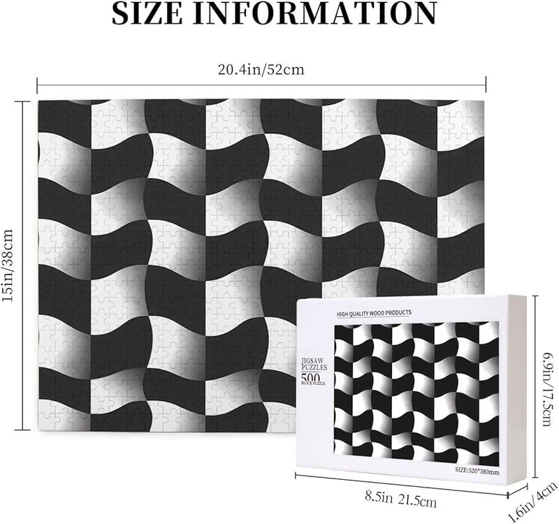 Phayah Black White Wave Mosaic Jigsaw Puzzle 500 Pieces Adults Home Decor Gift - Image 5
