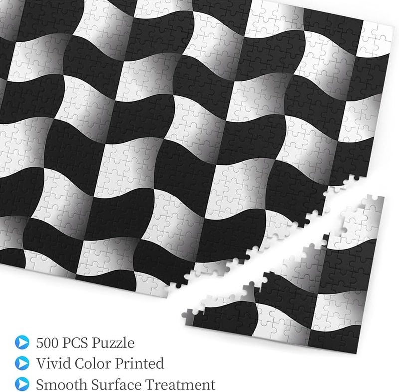 Phayah Black White Wave Mosaic Jigsaw Puzzle 500 Pieces Adults Home Decor Gift - Image 3