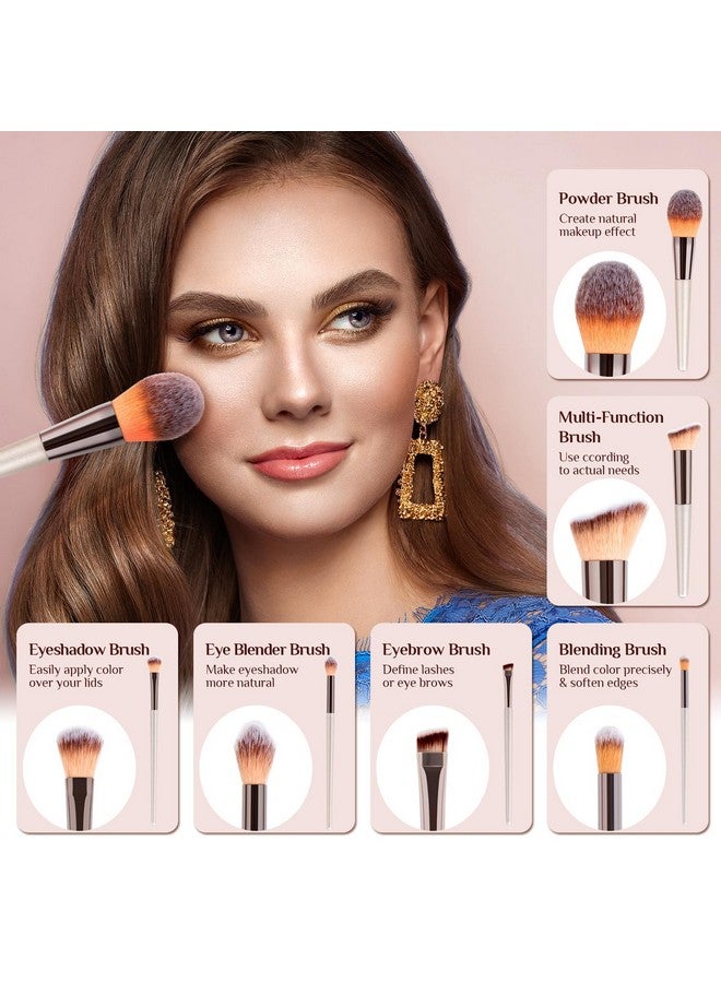 EasYoung Travel Makeup Brush Pouch Sets, 1Pcs Magnetic Anti-Fall Out Silicone Portable Cosmetic Brushes Holder + 6Pcs Makeup Brushes - Image 2