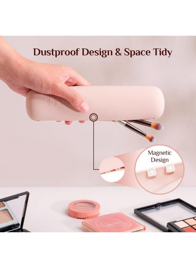 EasYoung Travel Makeup Brush Pouch Sets, 1Pcs Magnetic Anti-Fall Out Silicone Portable Cosmetic Brushes Holder + 6Pcs Makeup Brushes - Image 4