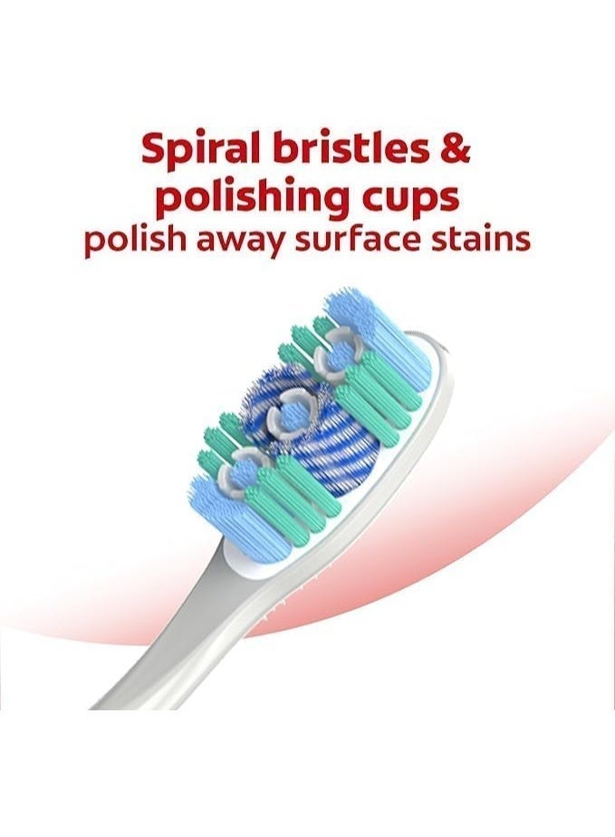 Colgate 360 Optic White Toothbrush, Whitening & Polishing Bristles, Tongue & Cheek Cleaner, Pack of 3