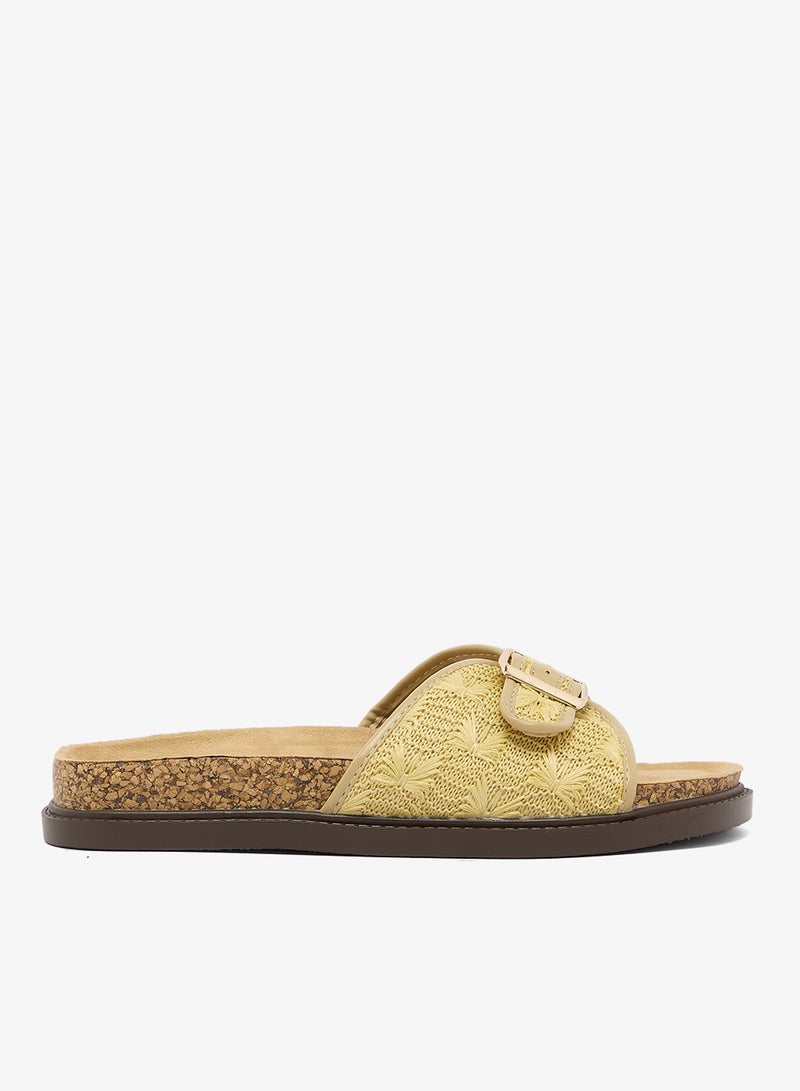 GLAMOROUS Natural Flat Woven Sandals - Image 1