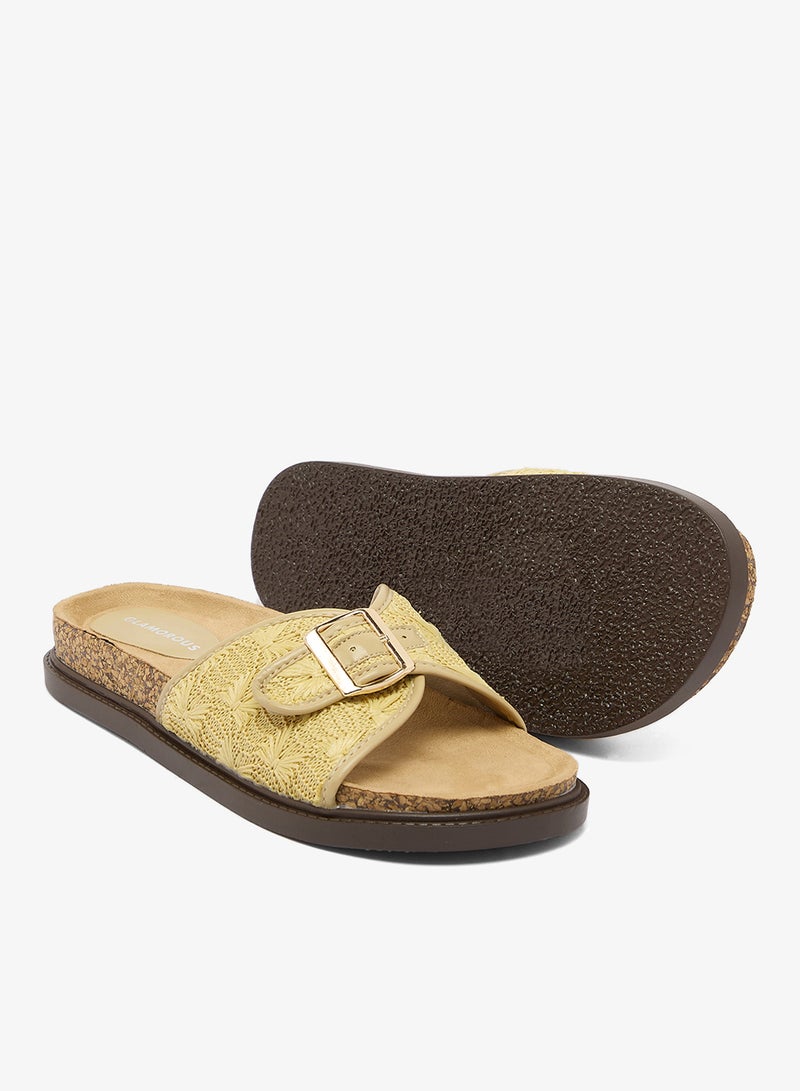 GLAMOROUS Natural Flat Woven Sandals - Image 3