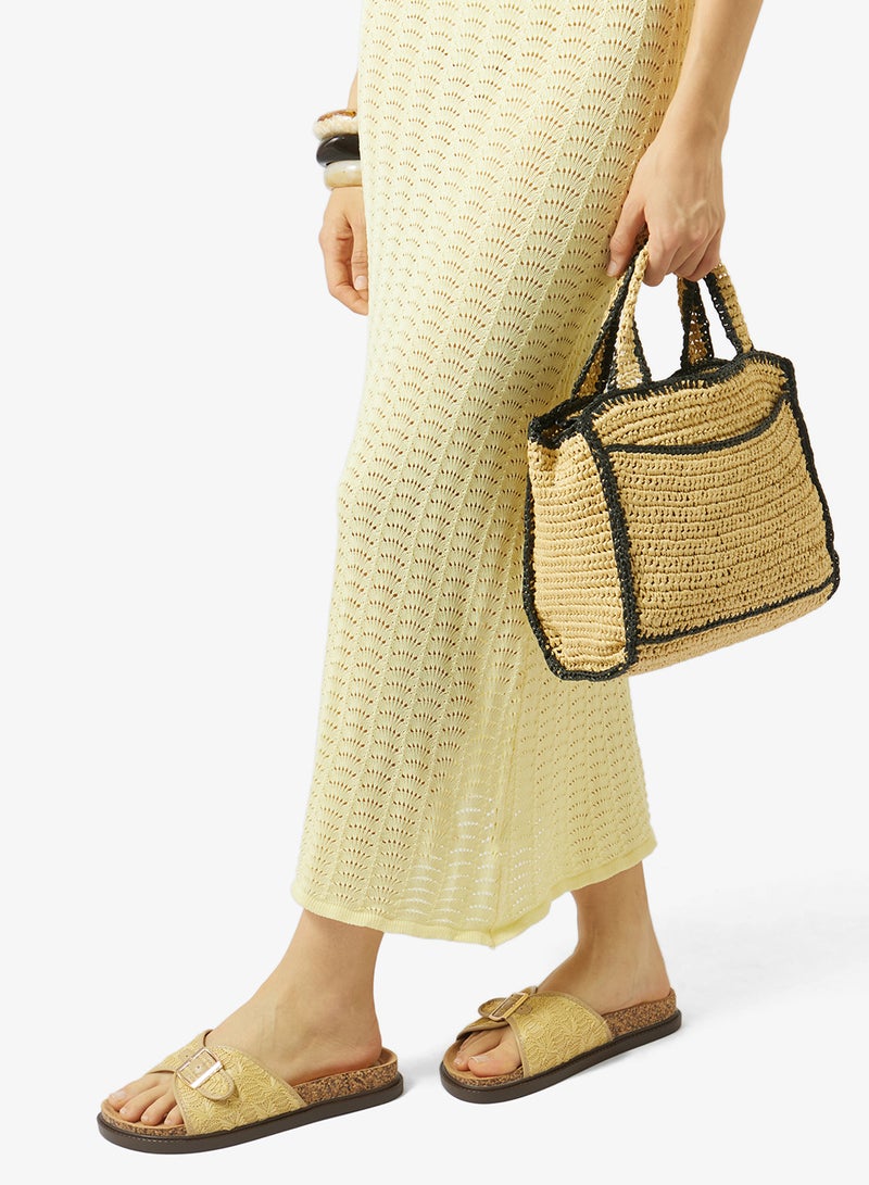 GLAMOROUS Natural Flat Woven Sandals - Image 5
