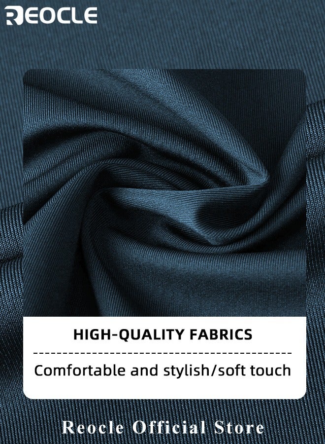 ريوكل قميص رجالي كاجوال بأكمام طويلة وقميص رسمي مطاطي خالٍ من التجاعيد وقميص بأزرار بقصّة عادية وقميص ملائم لرجال الأعمال - Image 3