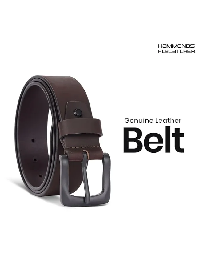 Hammonds Flycatcher  Leather Belt for Men - Adjustable Waistband up to 46 Inches Belt for Jeans & Dress Pants - 1.5" Width - Zinc Casted Buckle - Formal & Casual Wear - Branded Mens Belt  | Best Price UAE