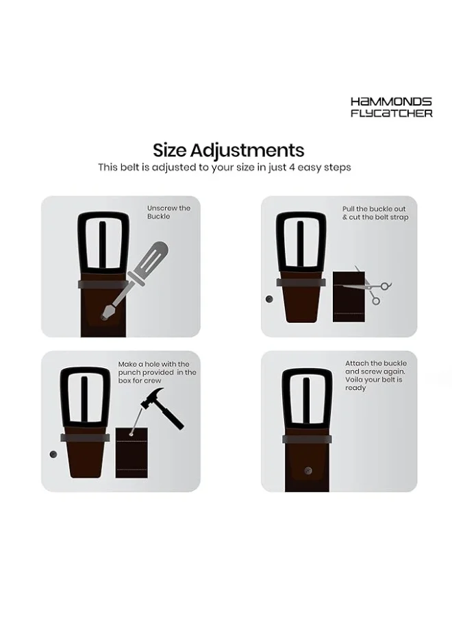 Hammonds Flycatcher  Leather Belt for Men - Adjustable Waistband up to 46 Inches Belt for Jeans & Dress Pants - 1.5" Width - Zinc Casted Buckle - Formal & Casual Wear - Branded Mens Belt  | Best Price UAE
