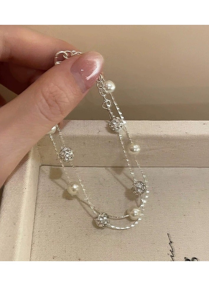 Goolsky Double-Layer Pearl Star Bracelet for Women – Dainty Elegant Design, Minimalist Luxury Jewelry, Versatile Fashion Accessory for Daily & Party Wear - Image 4