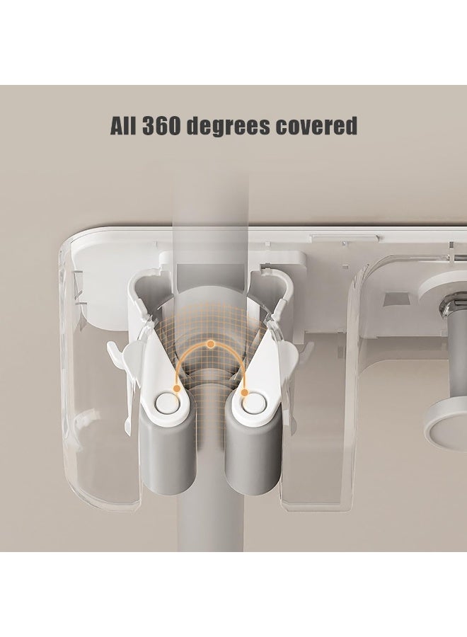 HOMESTAR Broom Holder, Mop Rack for Brush Mop and Broom Tool Storage, Wall Mount with Utility Hooks for Bathroom, Kitchen, Garden, Garage White 2 Racks 2 Hooks - Image 4