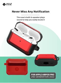 INEIX Luxury Design Shockproof Case for Apple AirPods Pro 2-2022-Black/Wine Red  - Image 2