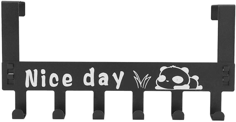 AKRIZA Stainless Steel 6 Hook Over Door Hook Hanger for Hanging Clothes Towels, Metal Door Coat Rack for Bathroom Bedroom Dormitory (Black, 2) - Image 2
