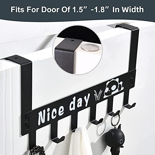 AKRIZA Stainless Steel 6 Hook Over Door Hook Hanger for Hanging Clothes Towels, Metal Door Coat Rack for Bathroom Bedroom Dormitory (Black, 2) - Image 5