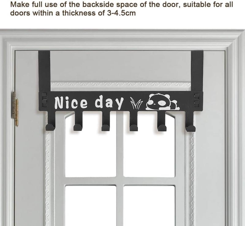 AKRIZA Stainless Steel 6 Hook Over Door Hook Hanger for Hanging Clothes Towels, Metal Door Coat Rack for Bathroom Bedroom Dormitory (Black, 2) - Image 4