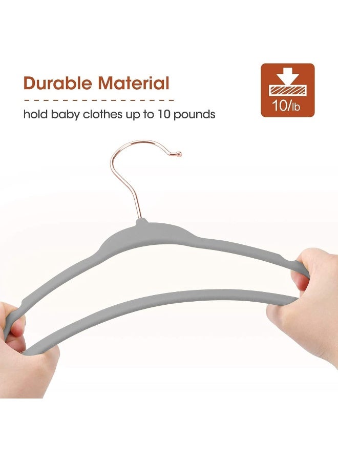 Red Dot Gift Red Dot Gift 30-Pack Baby Velvet Hangers 11Inch - Nursery Clothes Hangers Non Slip Toddler Hangers, 360 Chrome Rose-Gold Hook with 6 Pieces Baby Clothing Dividers(Grey) - Image 5