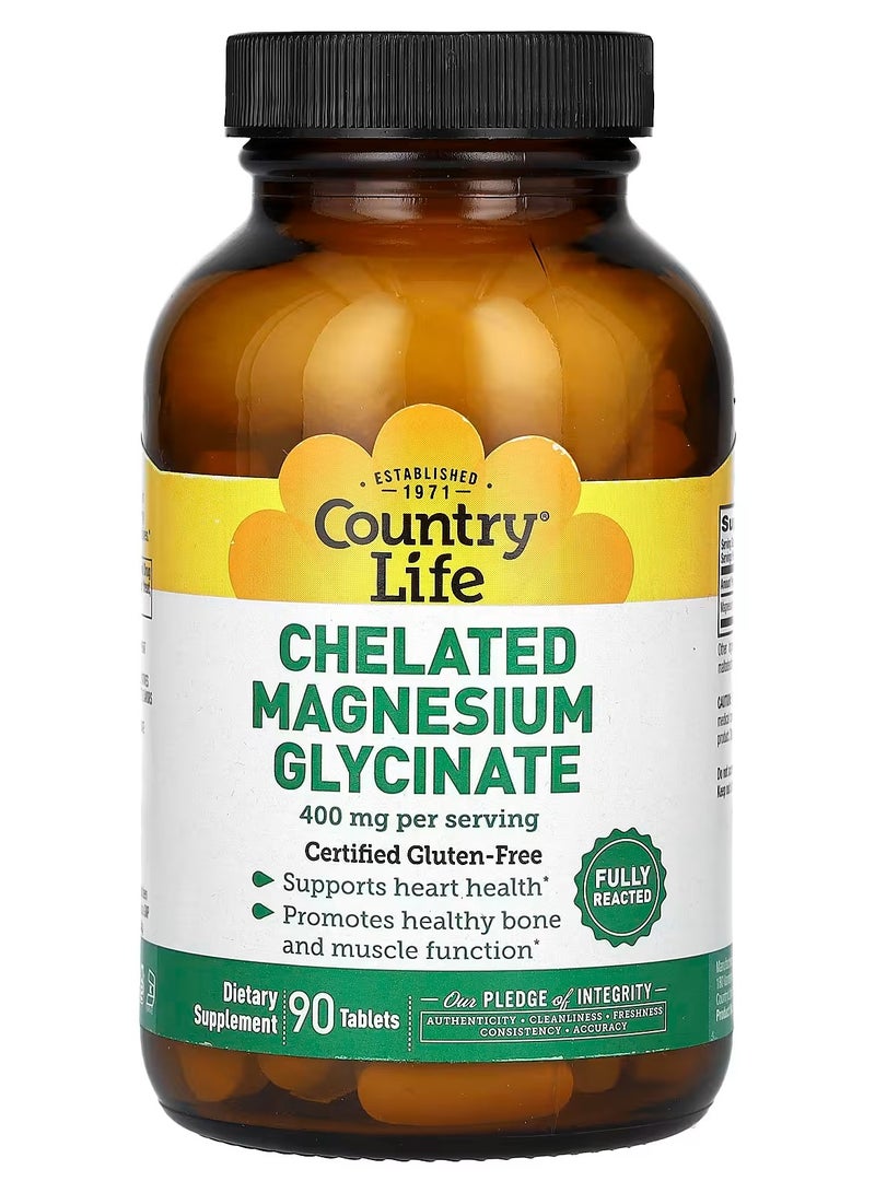 Country Life Chelated Magnesium Glycinate, 90 Tablets - Image 1