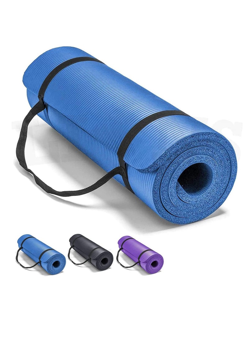 كيلا سجادة يوجا غير قابلة للانزلاق، سجادة يوجا مع حزام متضمن، سجادة تمارين بسمك 10 مم، مثالية لتمارين HiiT والبيلاتس واليوغا والعديد من التمارين المنزلية الأخرى - Image 1