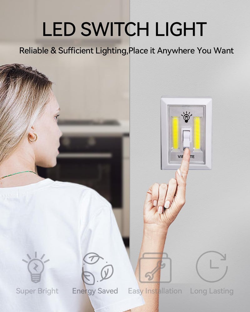 VIBELITE Closet Light, Battery Operated Switch Light, Tap Light, Touch, Push Night Lights, Wall Wireless Mount Under Cabinet, Shelf, Shed, Kitchen, Garage, Attic, RV, Lighting Installations (4-Pack) - Image 3