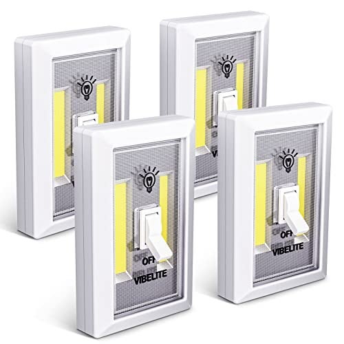 VIBELITE Closet Light, Battery Operated Switch Light, Tap Light, Touch, Push Night Lights, Wall Wireless Mount Under Cabinet, Shelf, Shed, Kitchen, Garage, Attic, RV, Lighting Installations (4-Pack) - Image 1