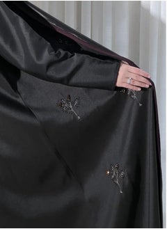 Generic Premium Tafetta Silk Abaya with Soft Satin Lining – Elegant Embroidery & Flowing Cut | Available in Multiple Sizes | Classic Black Elegance  - Image 3